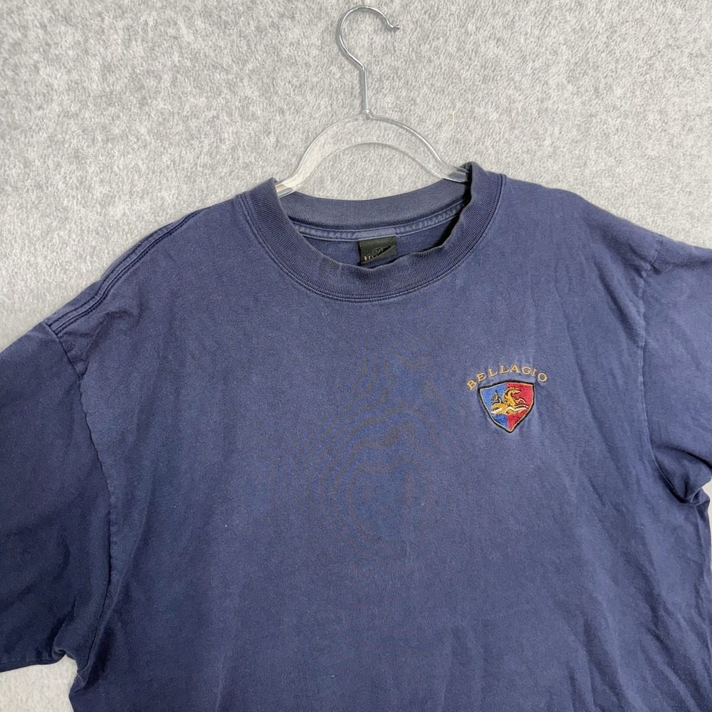 Vintage Bellagio Las Vegas T Shirt, Blue Size XL Men Casino Embroidered 90s Fade